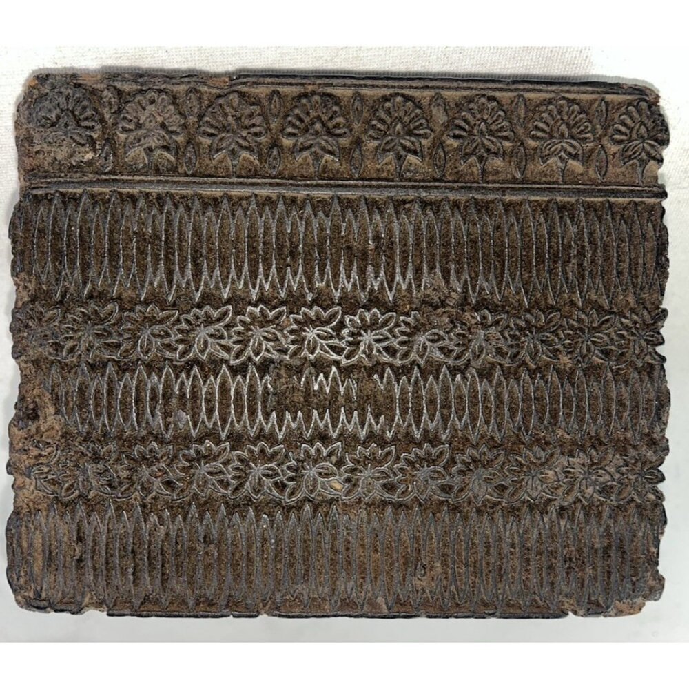 Old Indian Wooden Textile or Wall Printing Block Stamp 6"x5x3 Rustic Home Decor